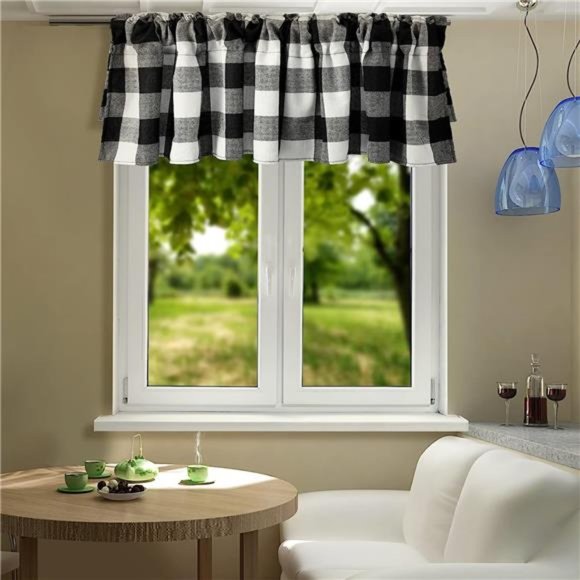 Buffalo Plaid Curtains Buffalo Window Valances Farmhouse Design Window Decor - Picture 6 of 7